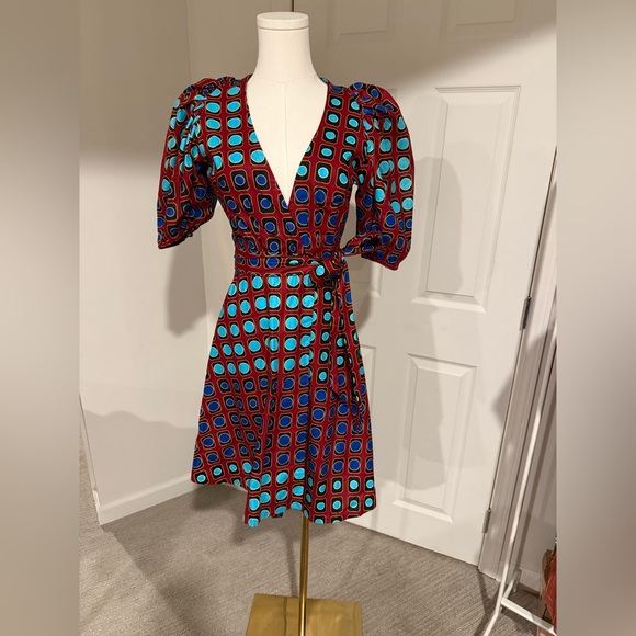 Rue Violet Puff Sleeve High-Low Wrap Dress | Size S | Handmade in Arkansas - Picture 1 of 16